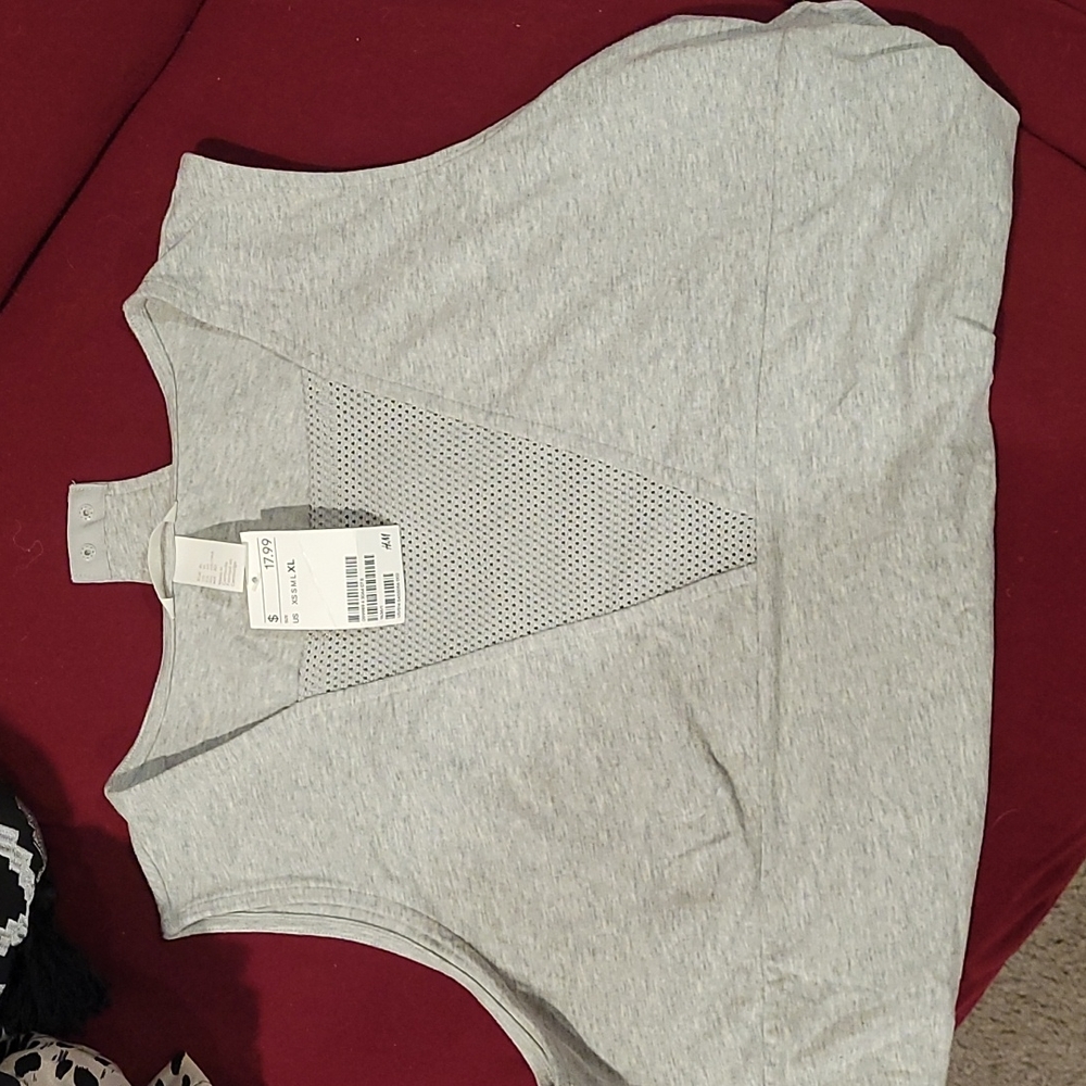 Grey mesh v neck body suit